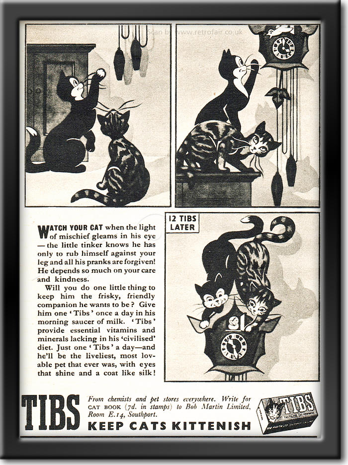 1951 Tibs Cat Vitamins  - framed preview vintage ad