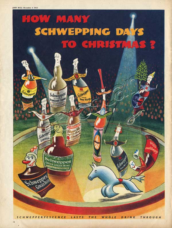 1952 Schweppes Christmas Ad - unframed