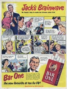 1952 Bar One Cigarettes - vintage ad