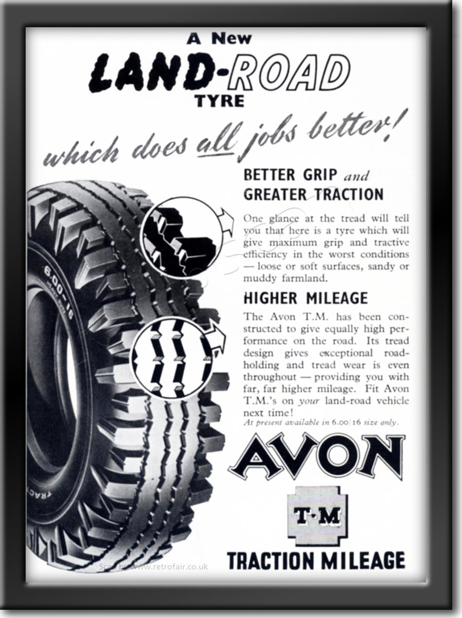 1952 retro Avon Tyres ad