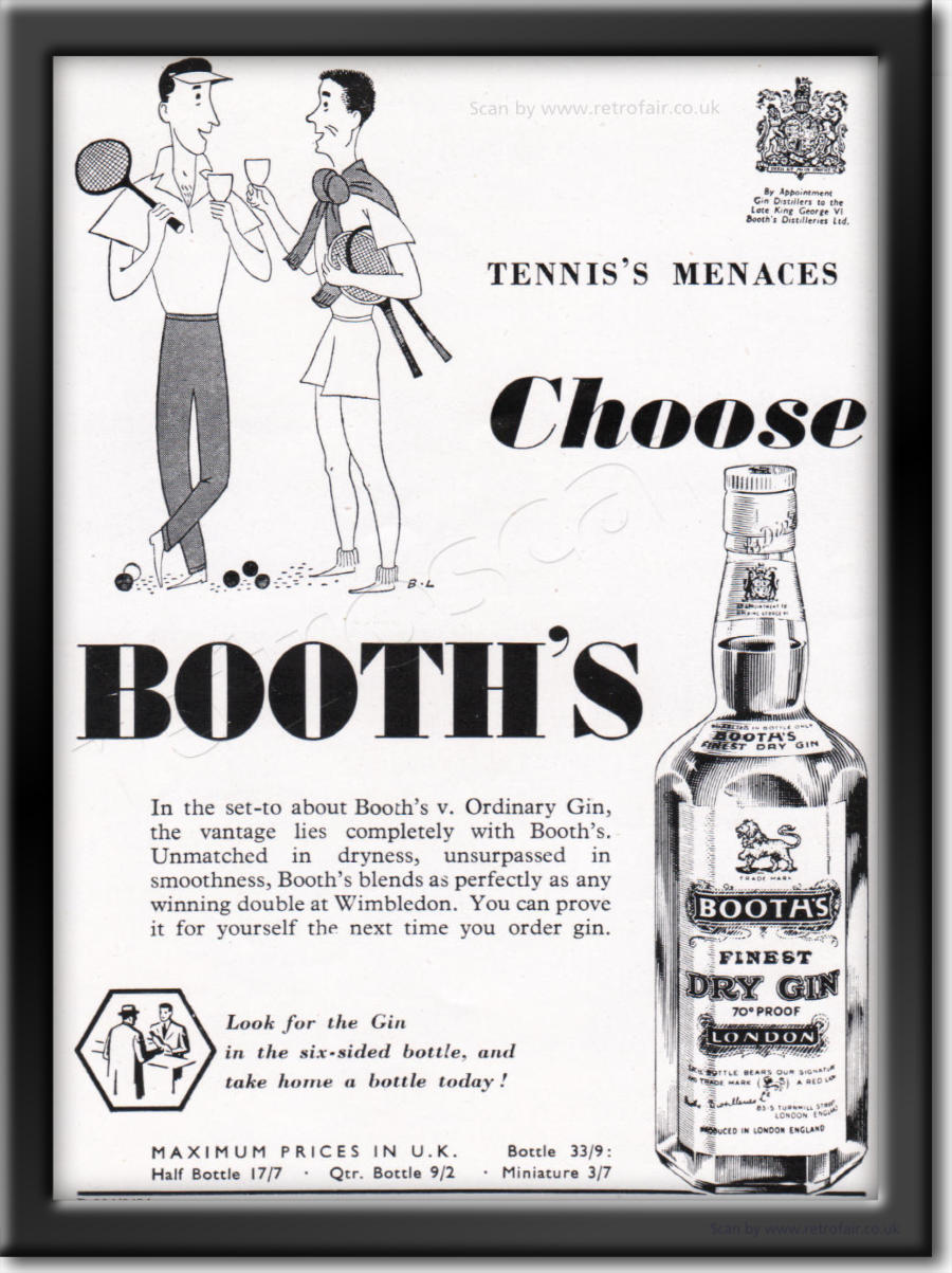 1952 Booth's Gin - framed preview vintage ad