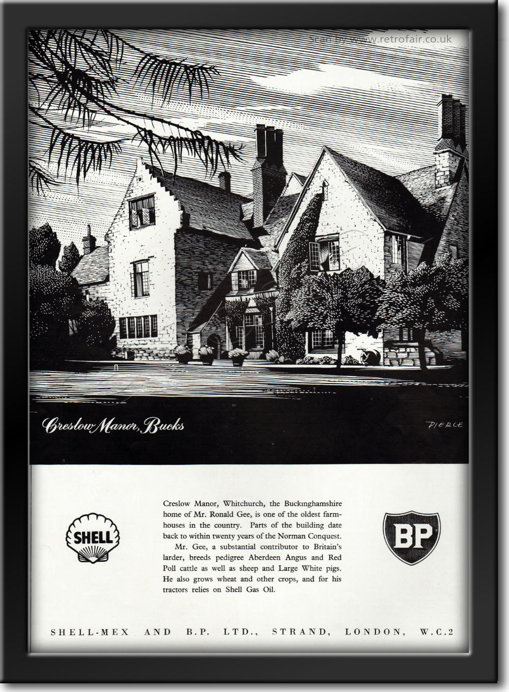 1952 vintage Shell-Mex BP Creslow Manor advert