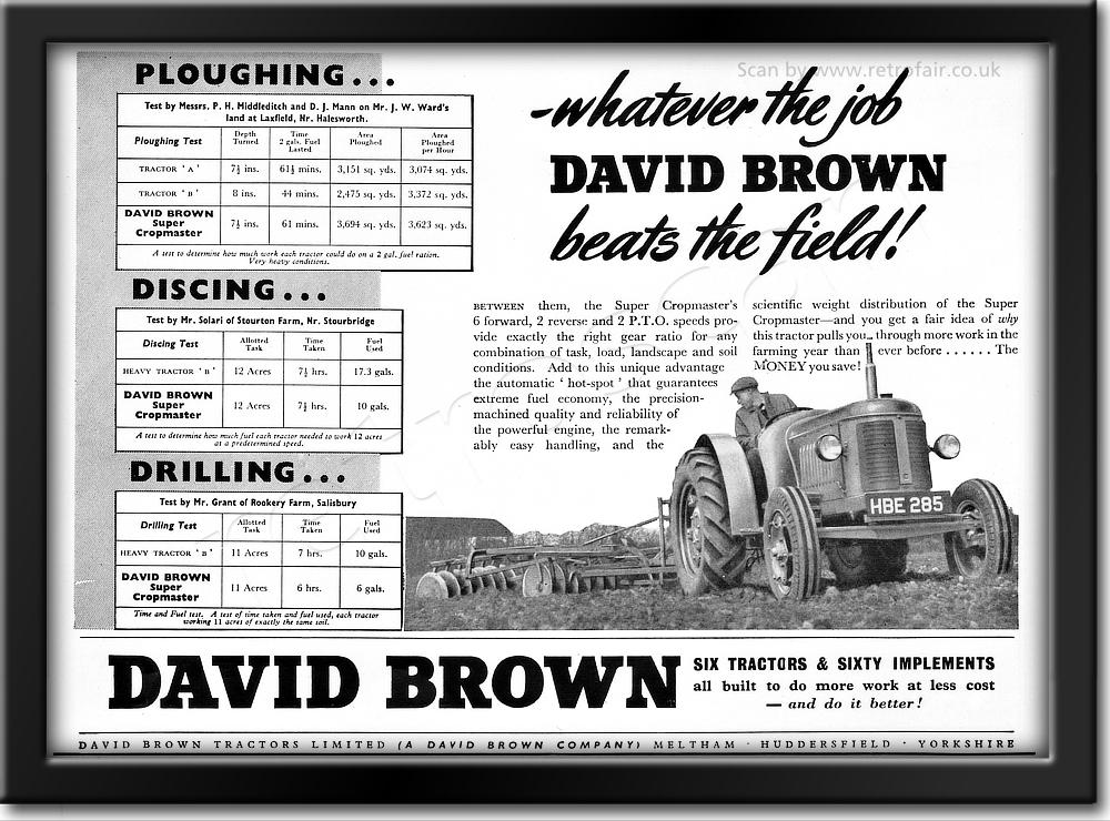 1952 David Brown Tractors  vintage ad