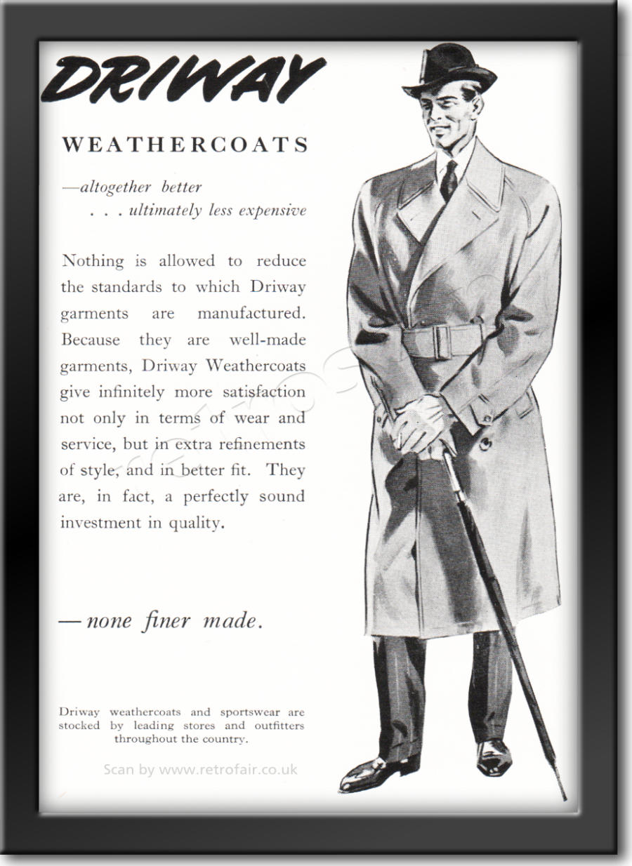 Driway Raincoats - framed preview vintage ad