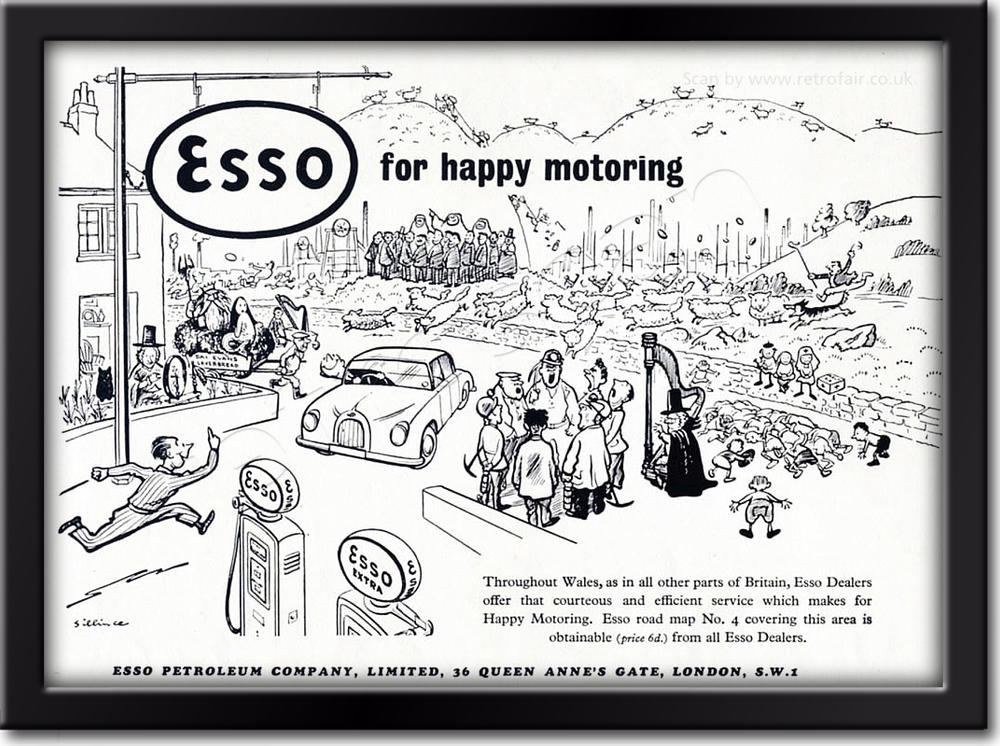 1952 Esso Petrol - Whitley Hurricane Vintage car Ad