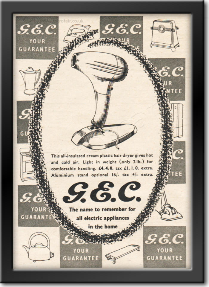 1952 GEC Electricals  - framed preview vintage ad