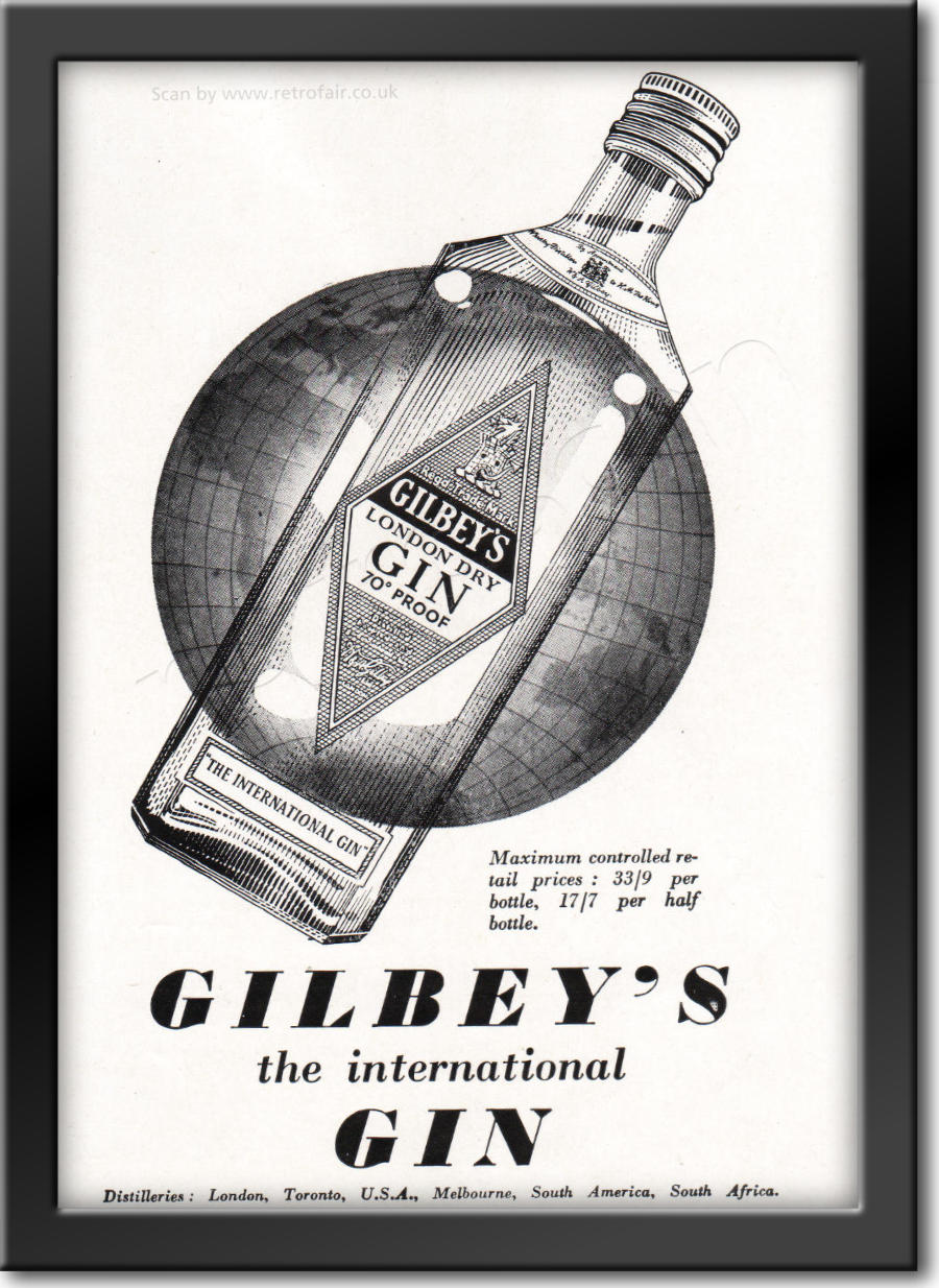 1952 Gilbey's Gin - framed preview vintage ad