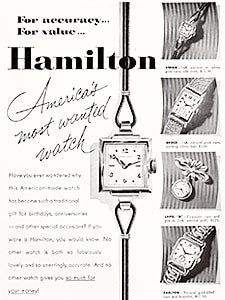 1952 Hamilton Watches vintage ad