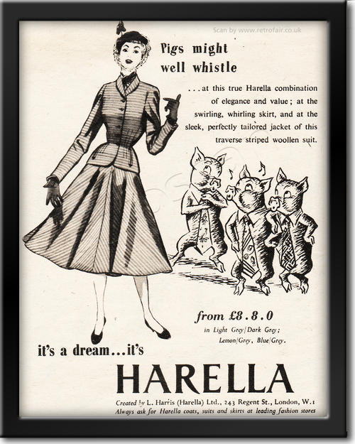 1952 Harella Fashion - framed preview vintage ad