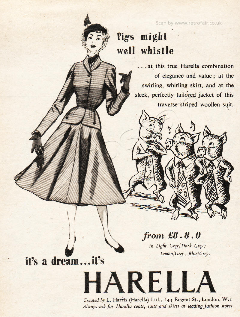 1952 Harella Fashion - unframed vintage ad