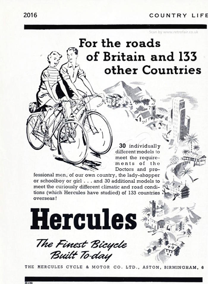 1952 Hercules Bicycles vintage advert