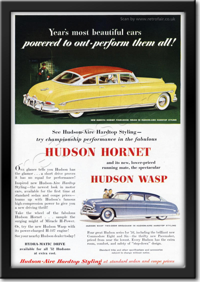 1952 vintage Hudson Hornet advert