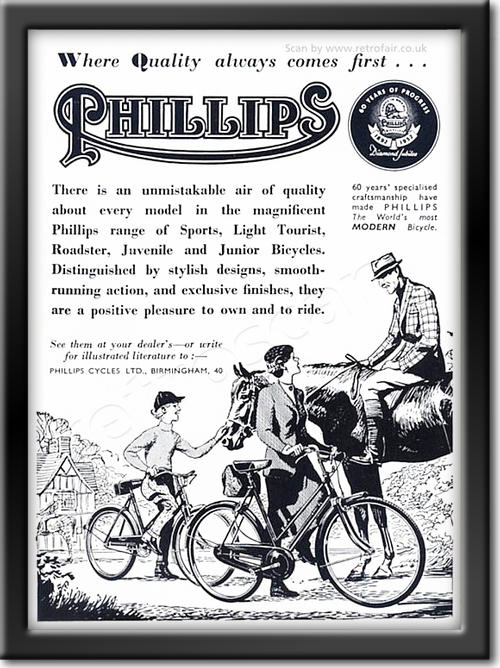 1952 vintage Phillips Bicycles ad