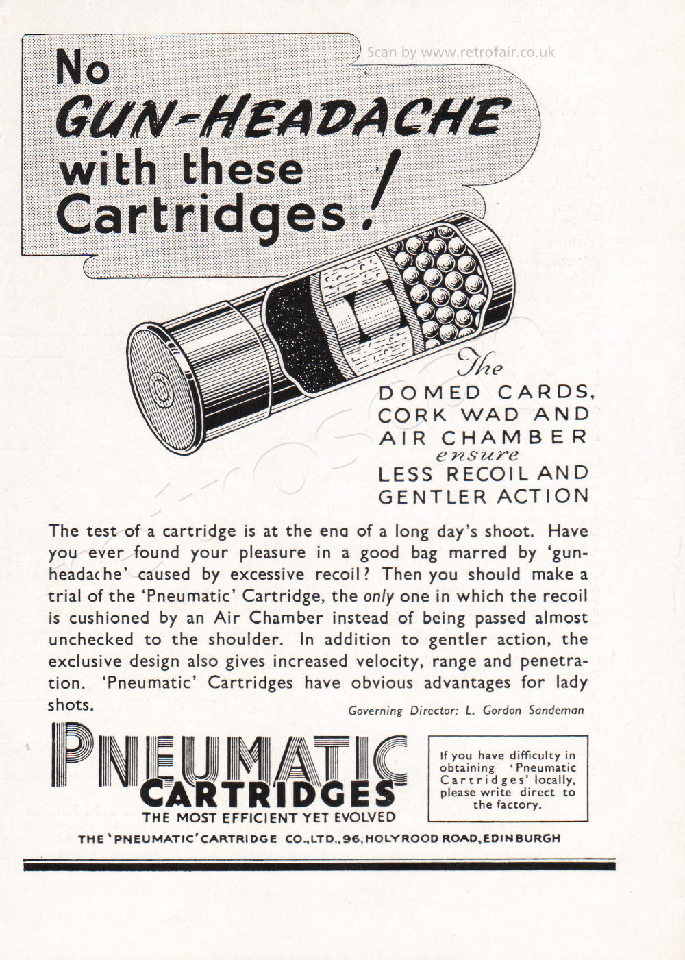 1952 Pneumatic Cartridges  - unframed vintage ad