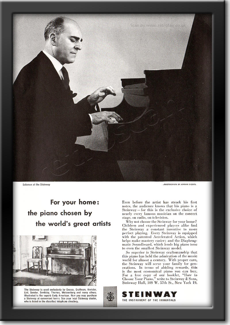 vintage 1952 Steinway Pianos (Solomon)  ad