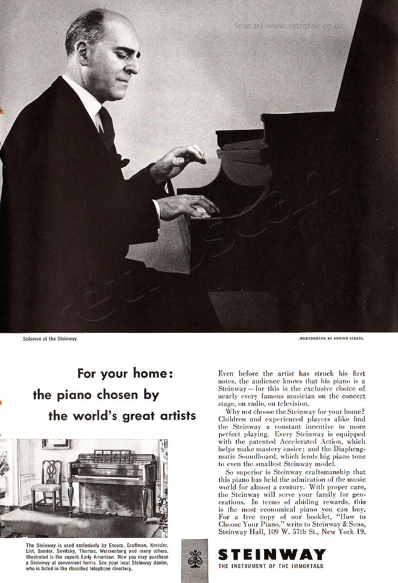 1952 Steinway Pianos (Solomon) vintage ad