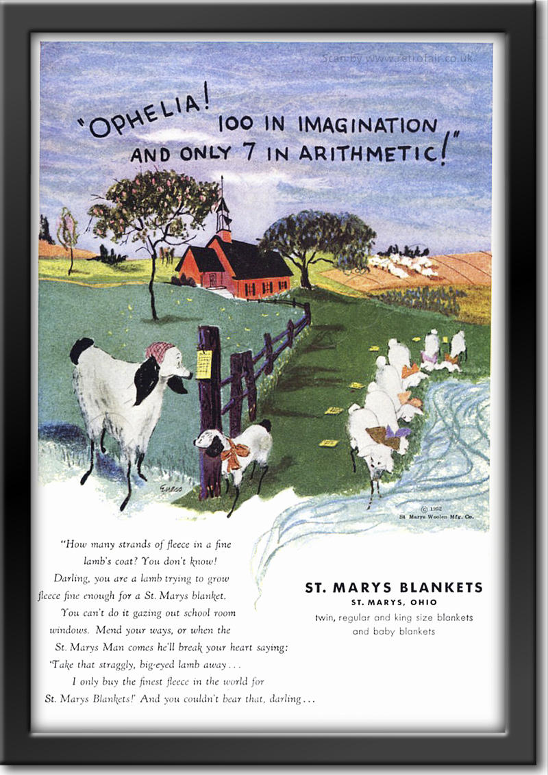 1952 vintage St Mary's Blankets advert