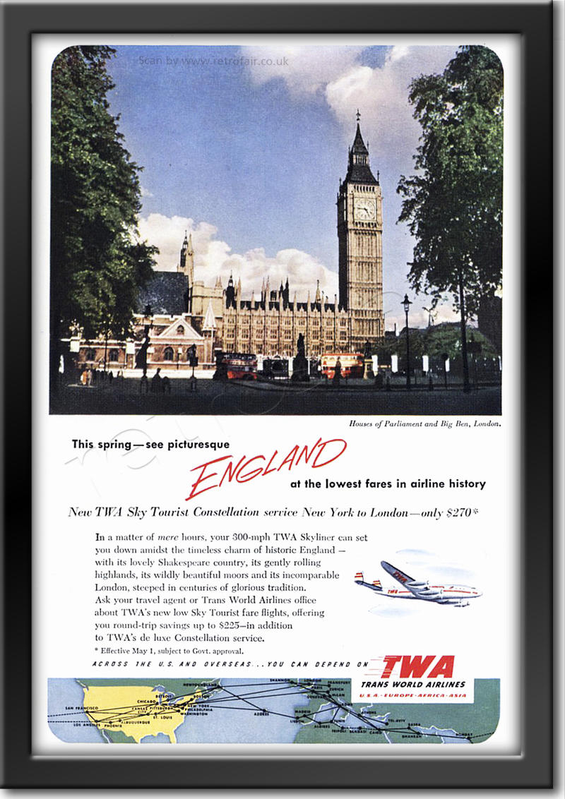 1952 TWA London  - framed preview