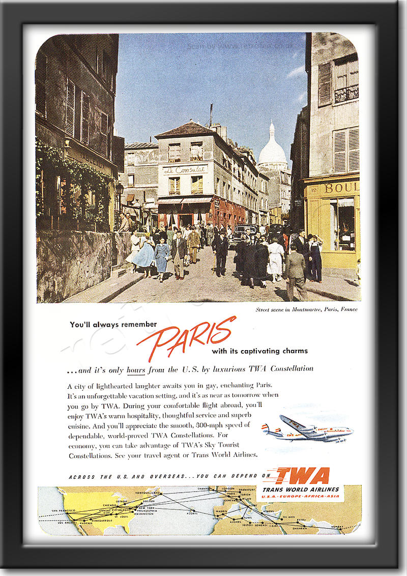 1952 vintage TWA Paris ad