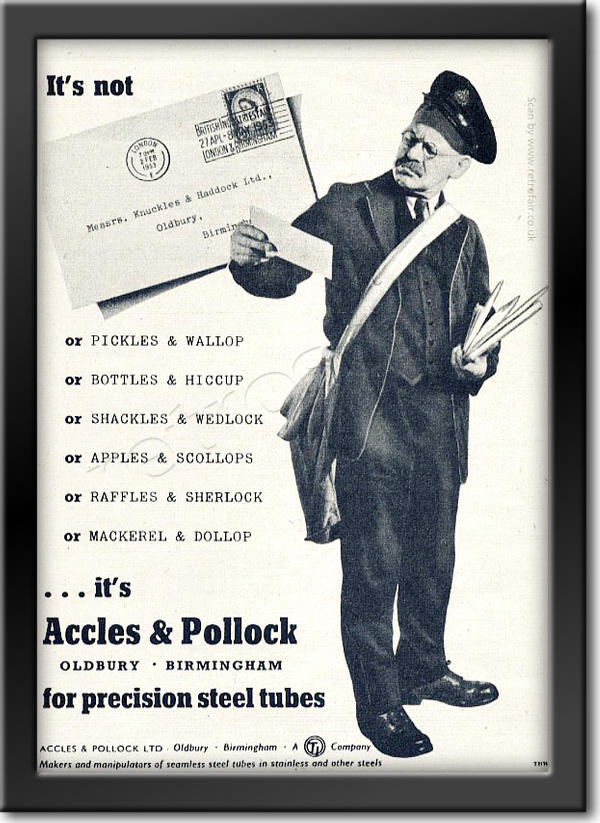 1953 vintage Accles & Pollock Ad