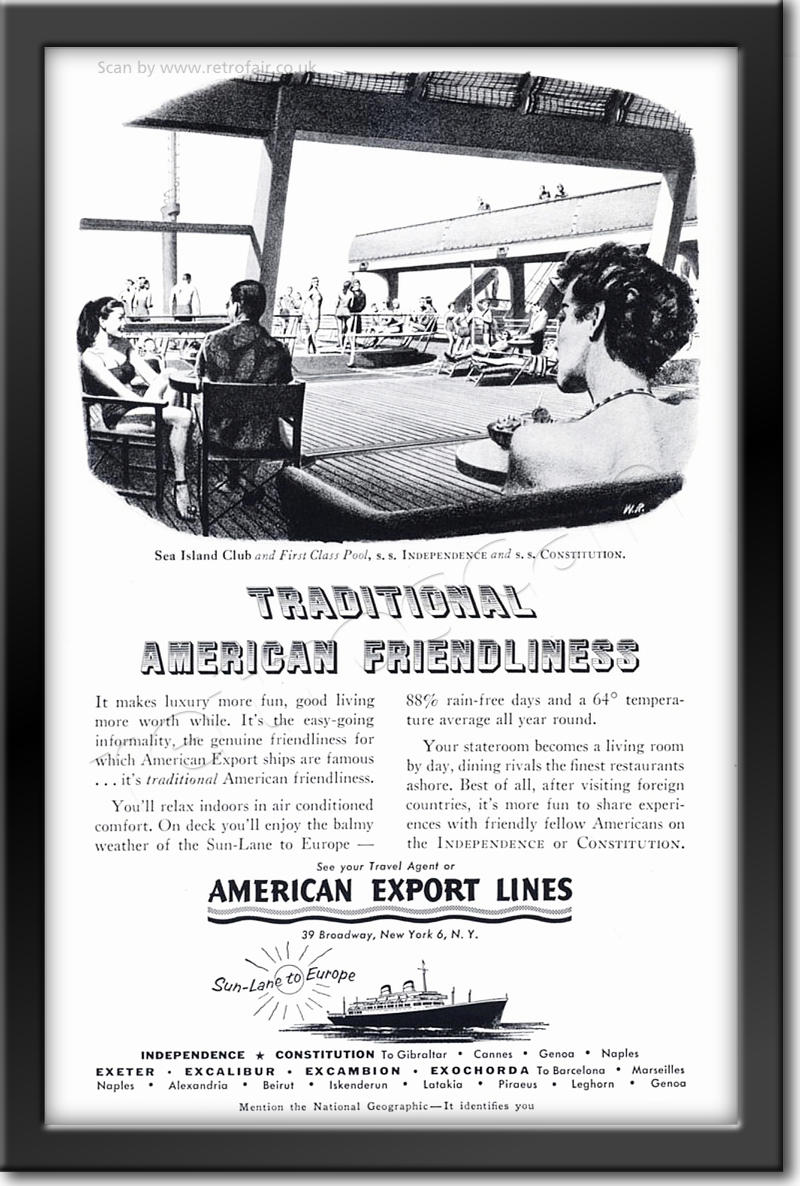 1953 vintage American Export Lines advert