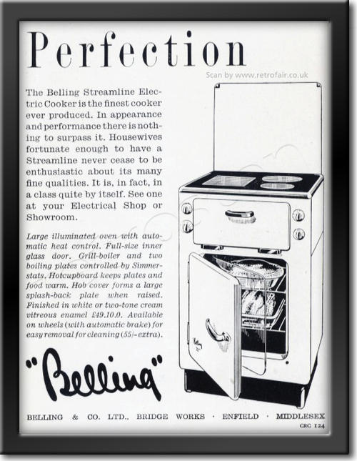 vintage 1953 Belling Cookers advert