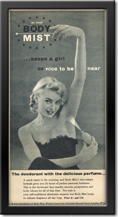 1953 Body Mist Deodorant - framed preview vintage ad