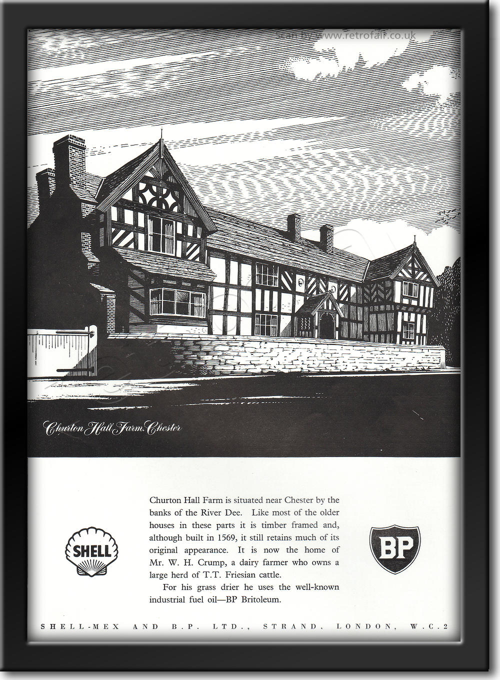 1953 Shell-Mex BP Churton Hall vintage advert