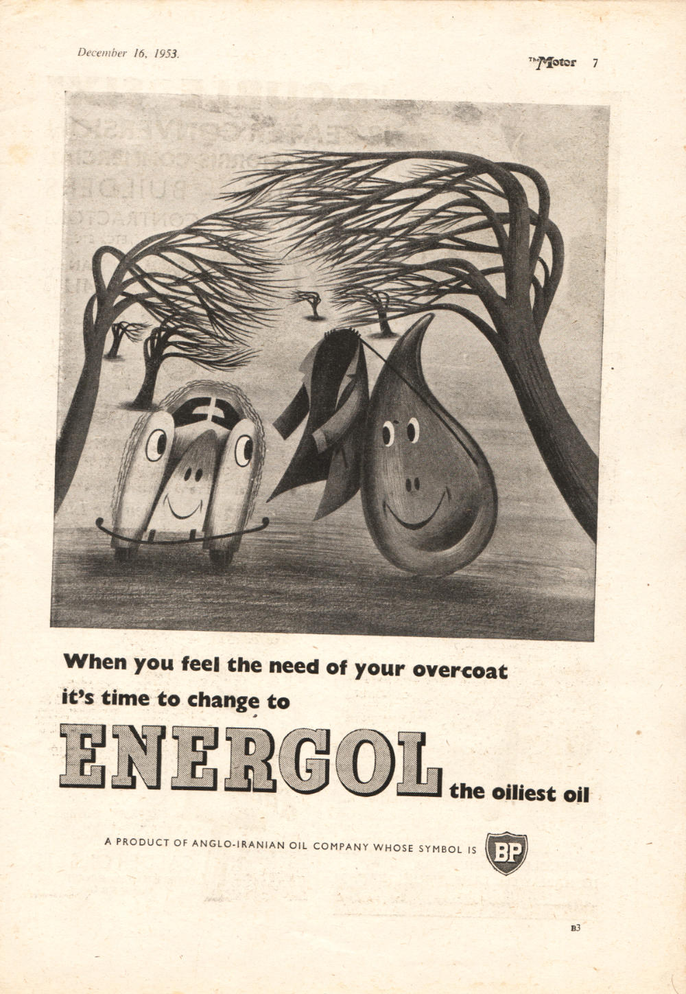 1953 BP Energol - unframed vintage ad