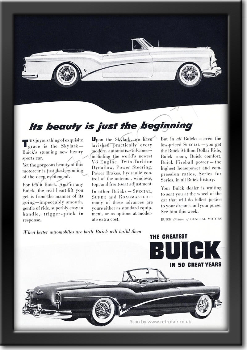 1953 Buick Skylark  retro ad