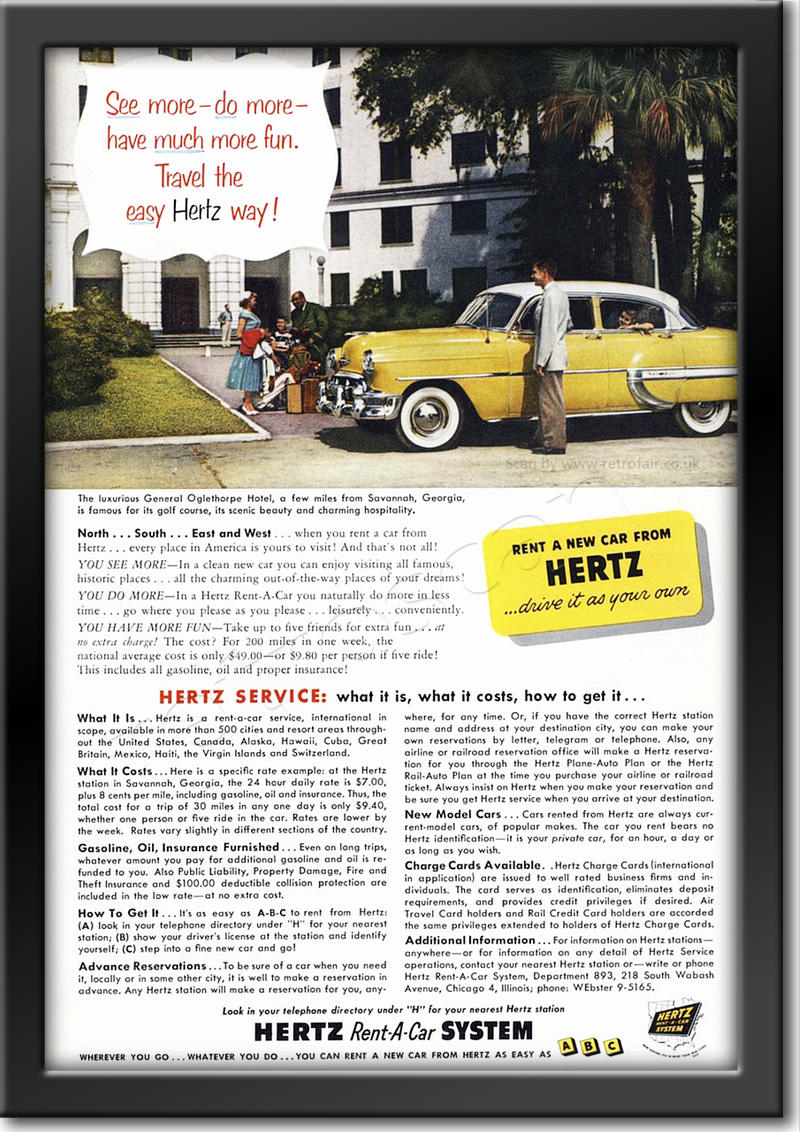 1953 vintage Herz Car Rentals advert