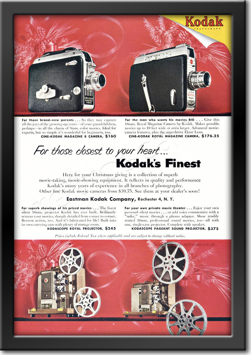 1953 vintage Kodak Cine Cameras & Projectors advert