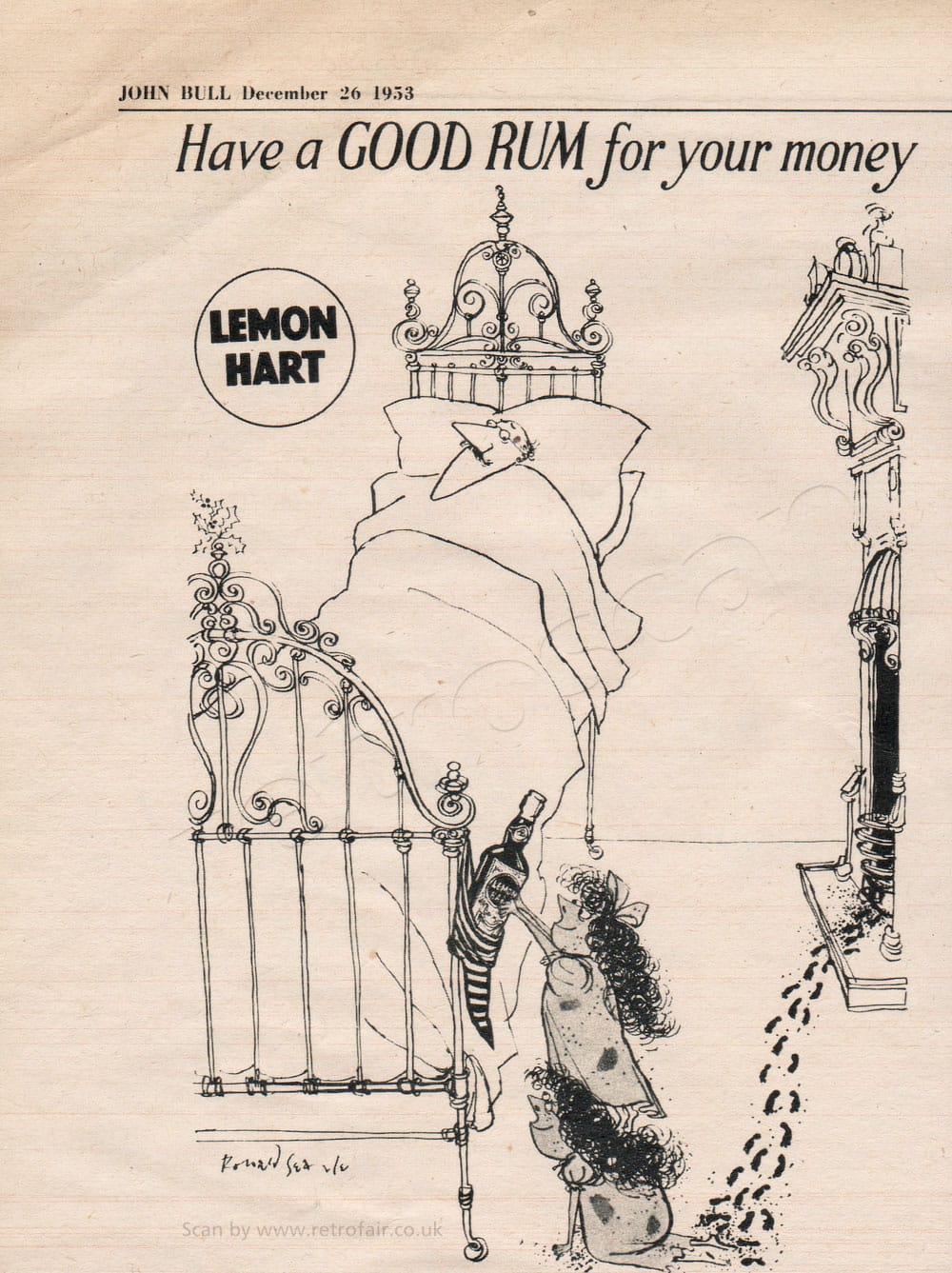 1953 Lemon Hart Rum - unframed vintage ad