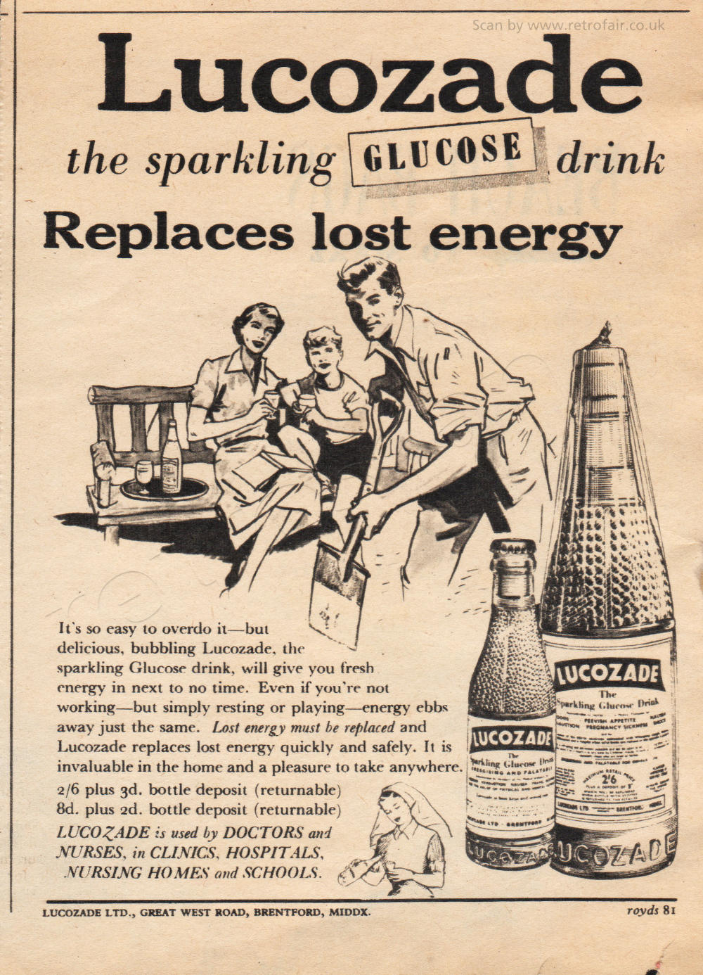 1953 Lucozade - vintage magazine ad
