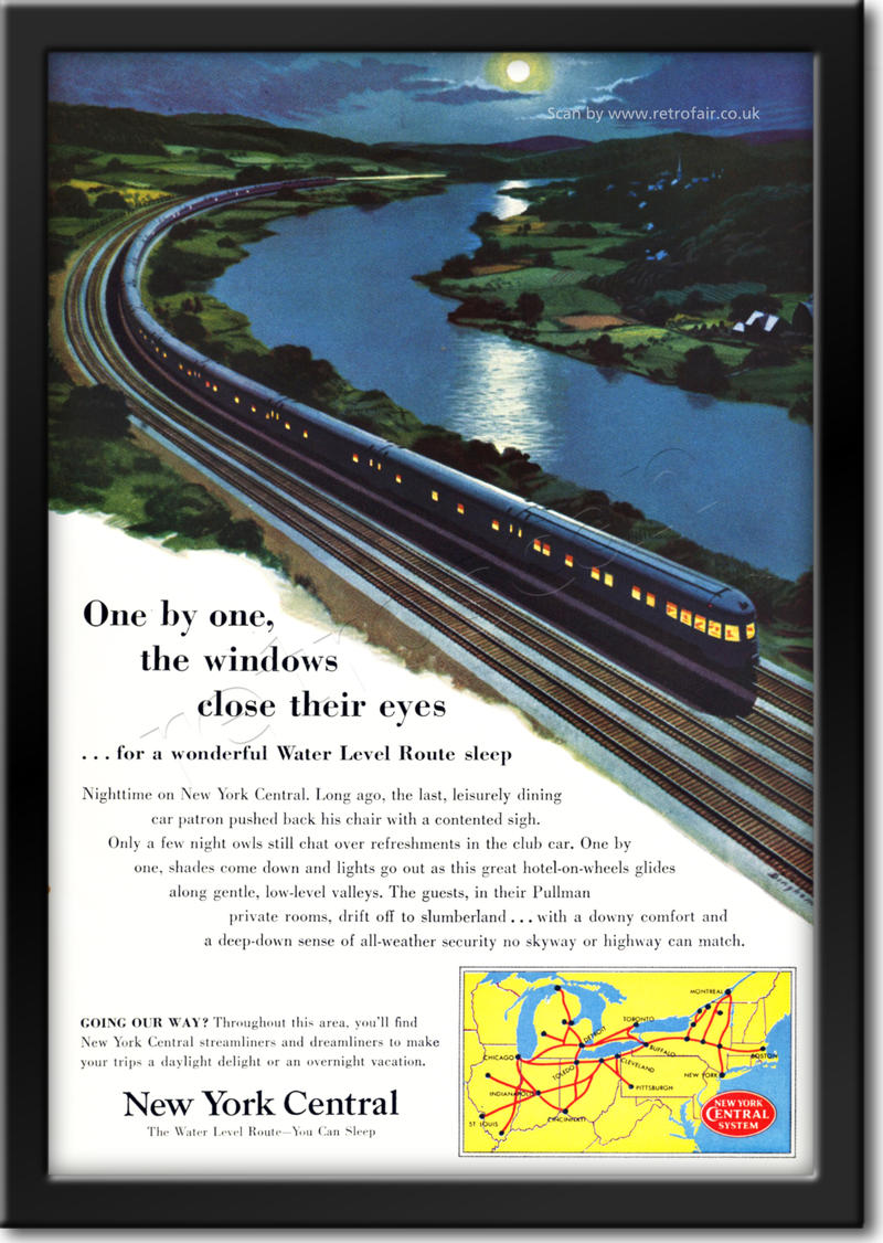 1953 vintage New York Central Line advert