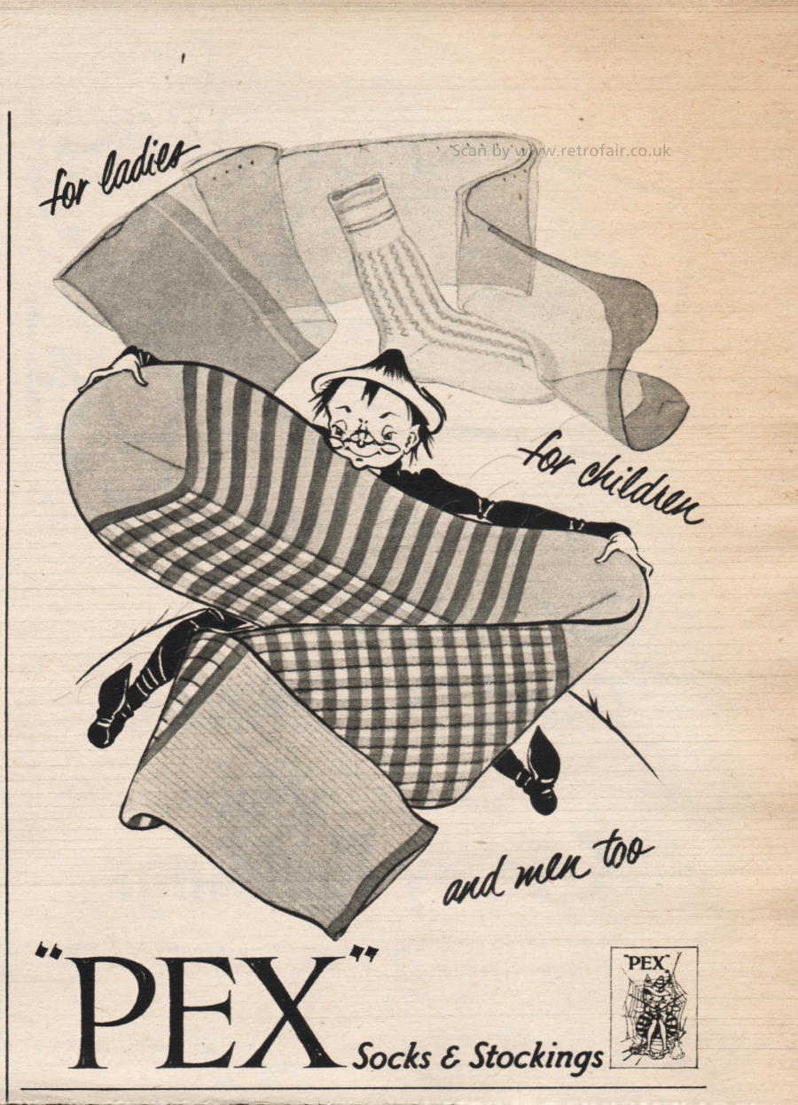 1953 Pex Socks & Stockings - unframed vintage ad