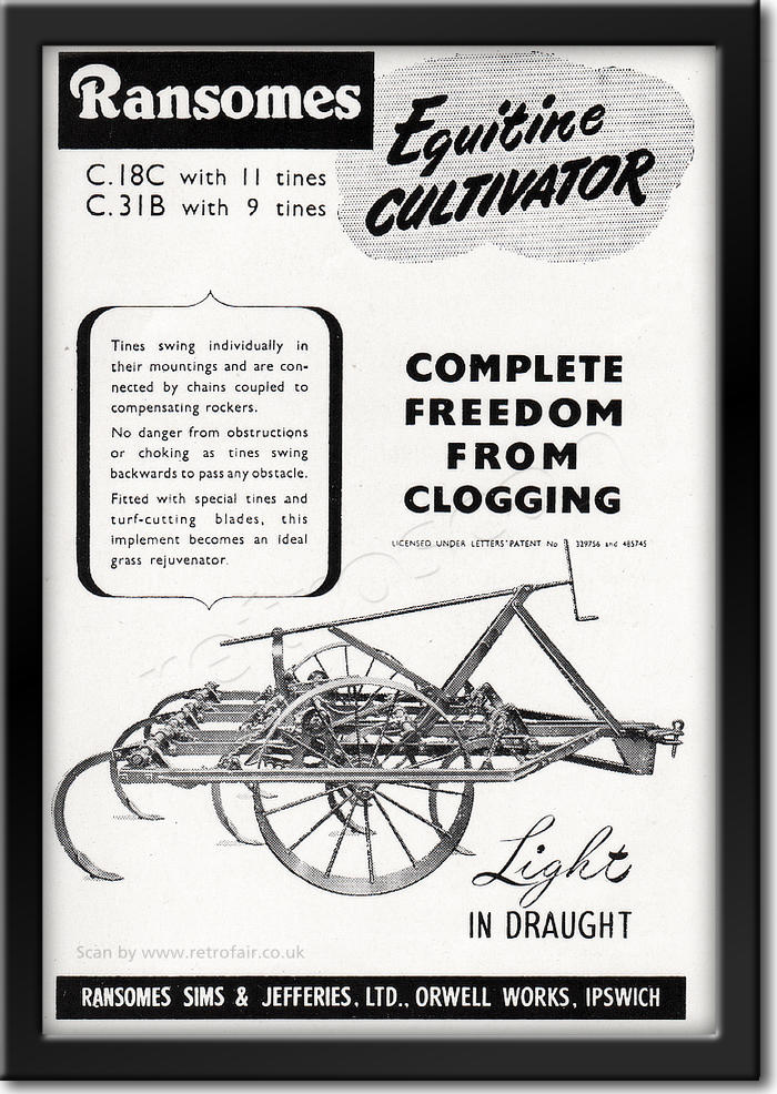 1953 vintage Ransomes Cultivator Ad