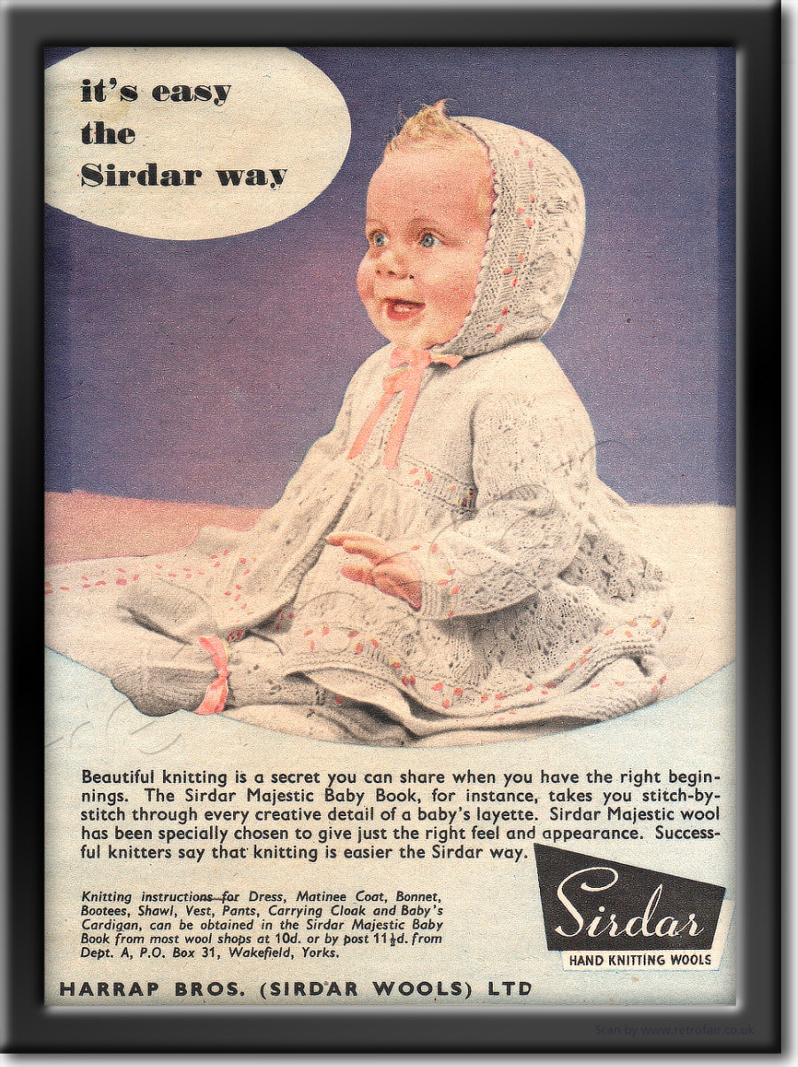 1953 Sirdar Wools  - framed preview vintage ad