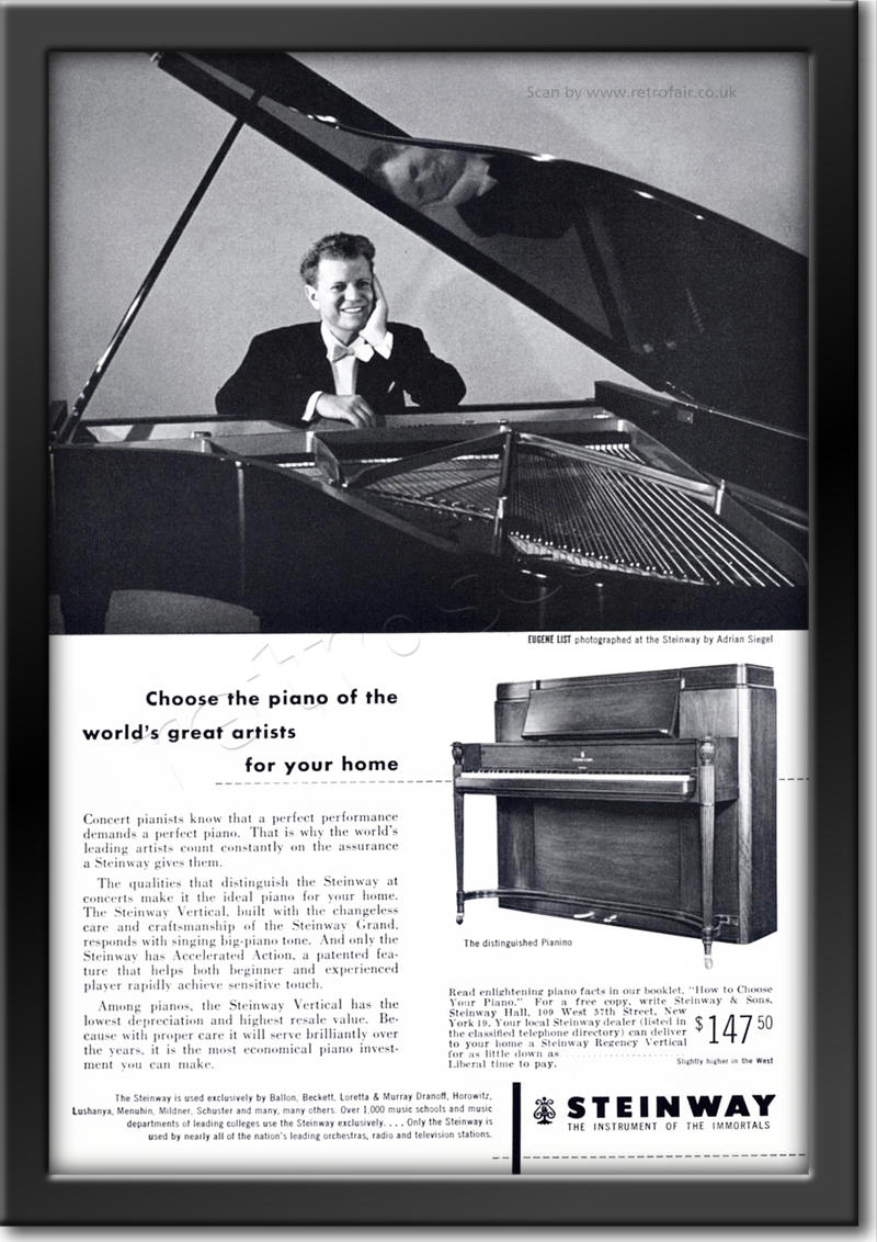 1953 vintage Steinways Pianos - Eugene List 