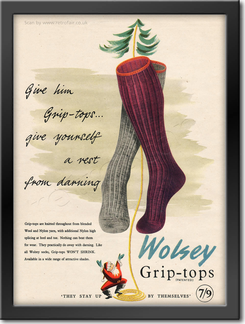 1953 Wolsey Grip-Tops framed preview retro