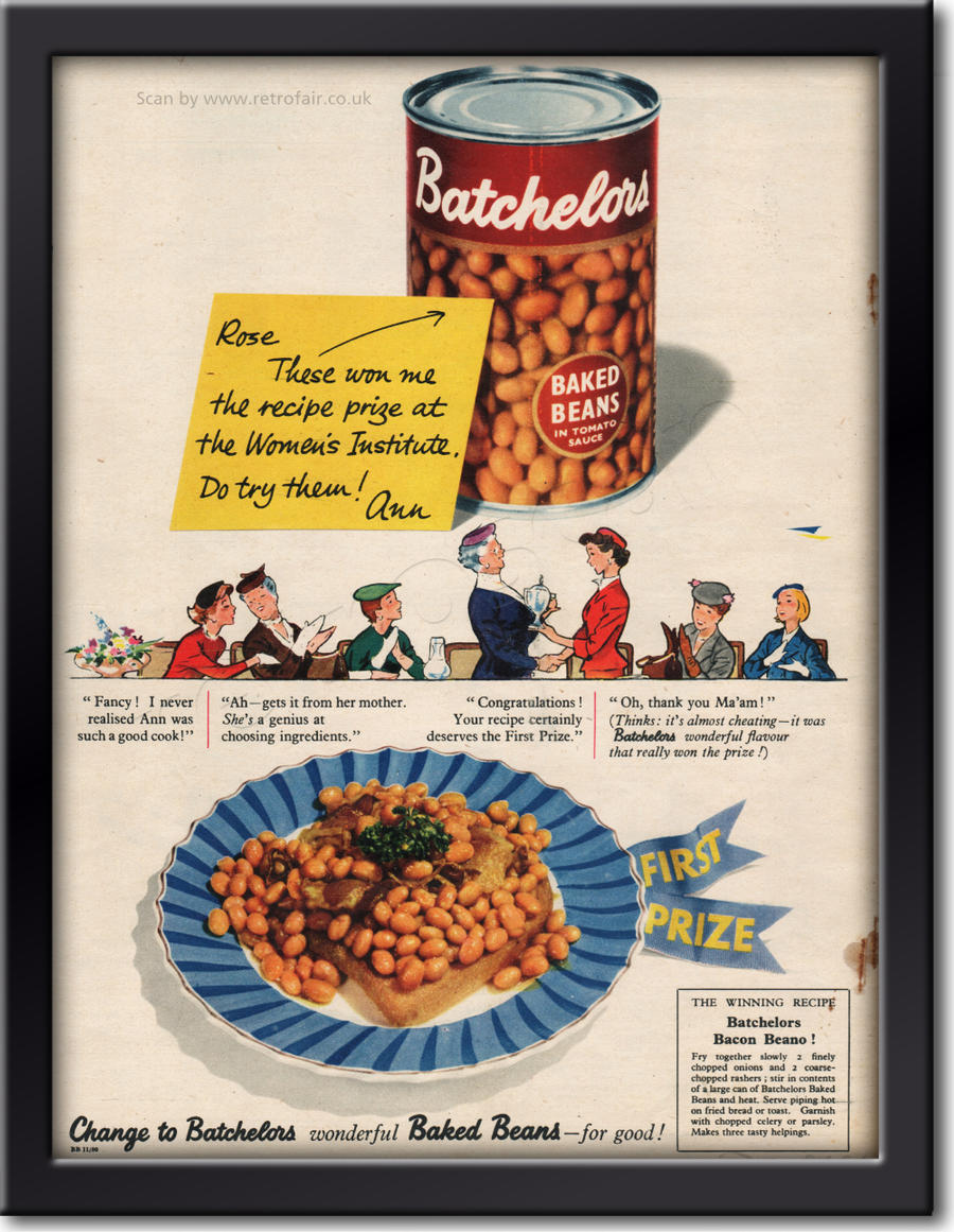 1954 Batchelors Baked Beans vintage advert