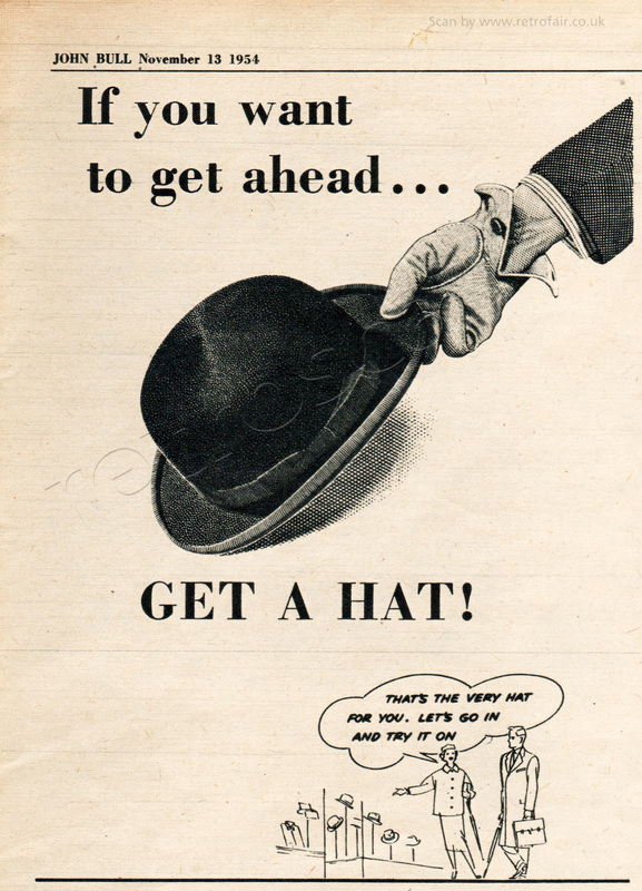 vintage 1954 Men's Hats ad