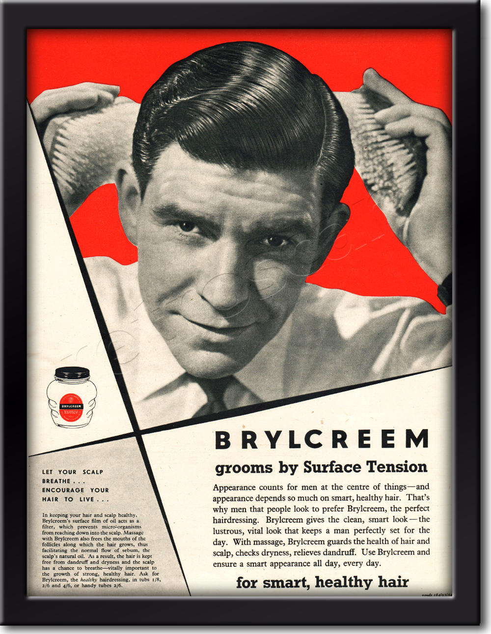 1954 Brylcreem Men's Hair Styling Vintage Ad
