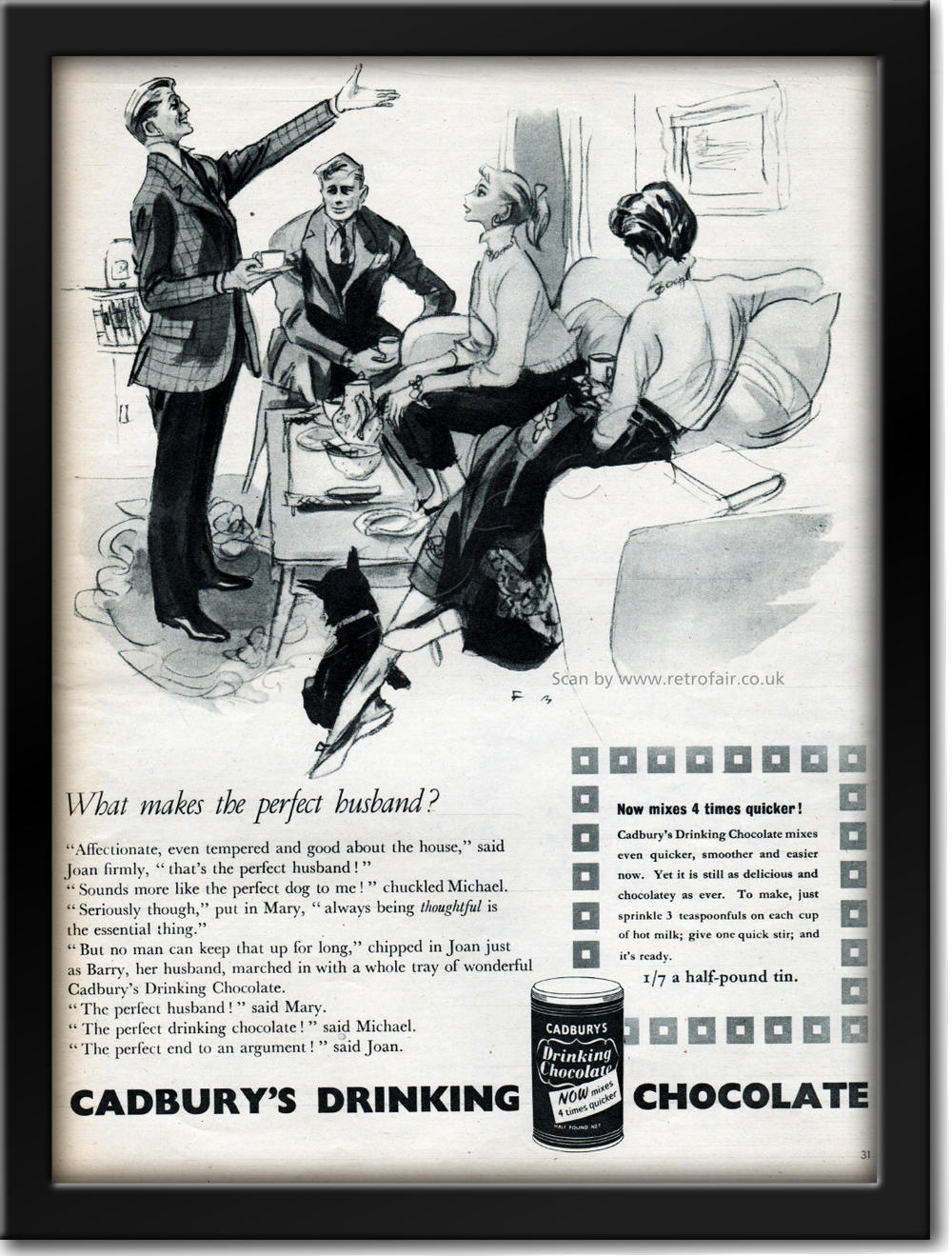1954 vintage Cadbury's Drinking Chocolate advert