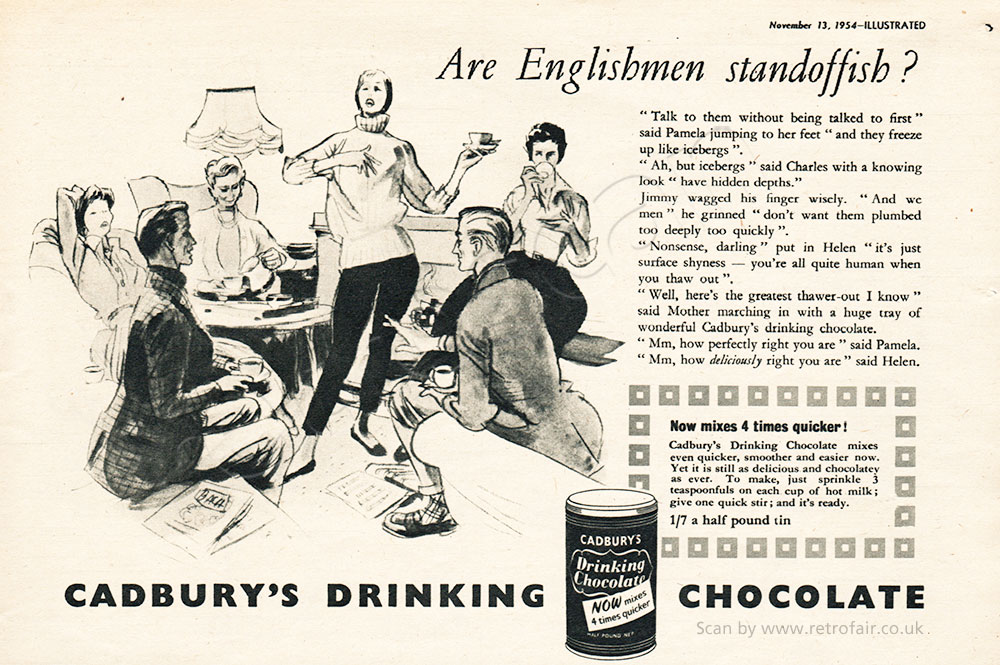1954 Cadbury's Drinking Chocolate - unframed vintage ad