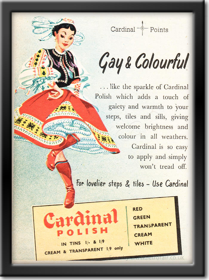 1954 Cardinal Polish  - framed preview vintage ad