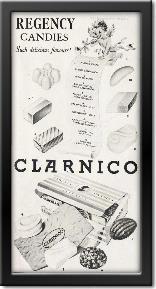 Clarnico vintage Regency Candies ad