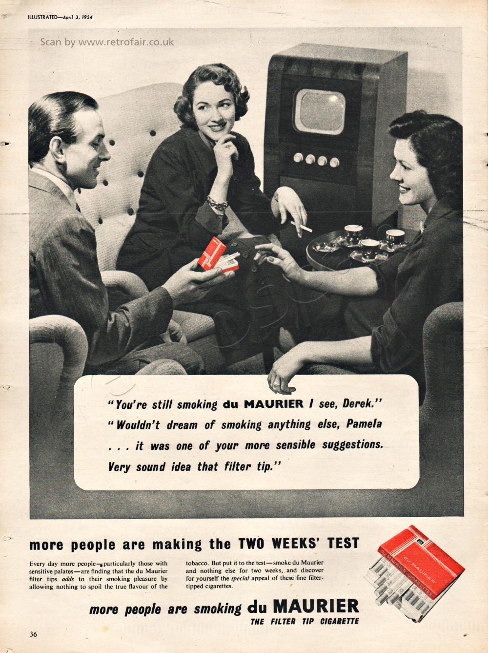 1954 Du Maurier Cigarettes advert