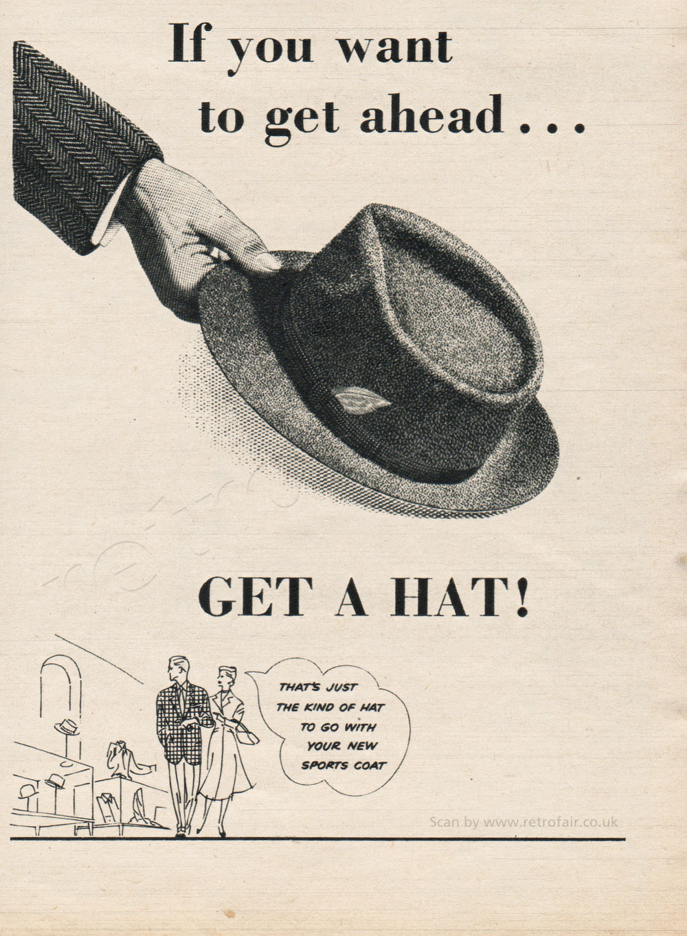 vintage 1954 Mens Hats