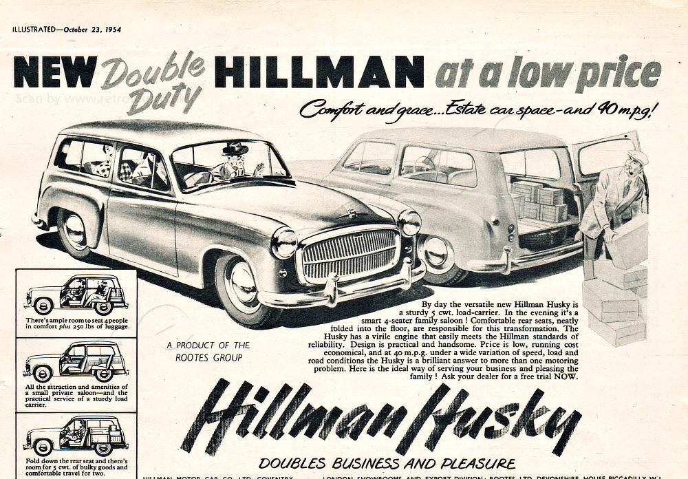 1954 vintage Hillman Husky advert
